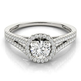 Lab Grown Round Cut Diamond Halo Engagement Ring