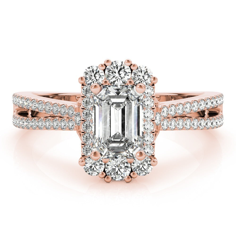Lab Grown Emarald Diamond Halo Engagement Ring