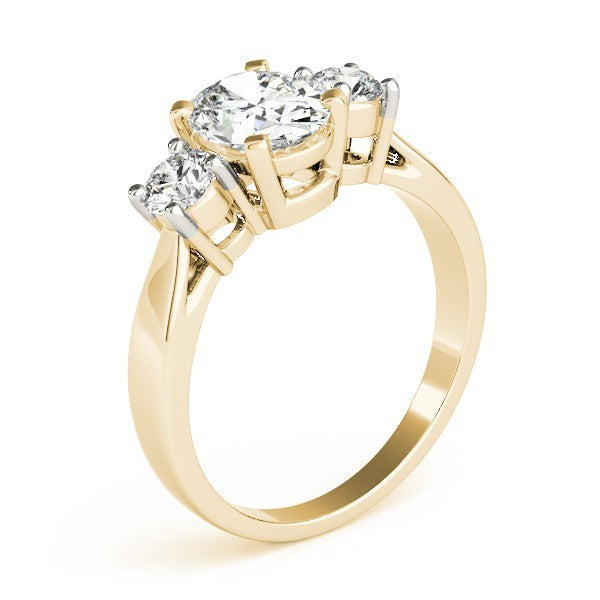Gold ring with a diamond on a white background