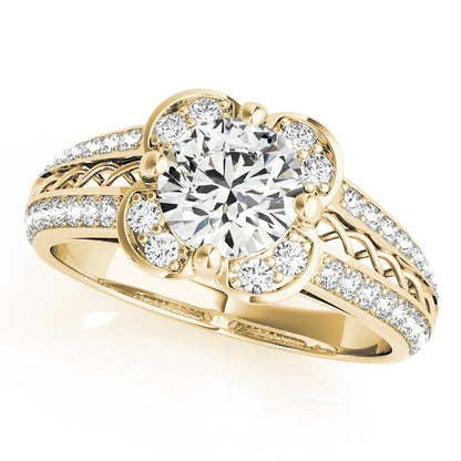 Lab Grown Round Cut Diamond Halo Engagement Ring