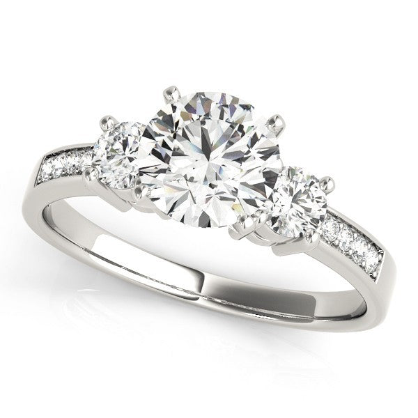 0.50Ct To 2.00Ct Lab Grown Round Diamond 3 Stone Engagement Ring Platinum