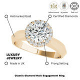 Lab-Grown Diamond Halo Engagement Ring in 18K Yellow Gold 