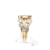 18k Yellow Gold - 2Ct 100% Natural Round Cut Diamonds Bubble Ring