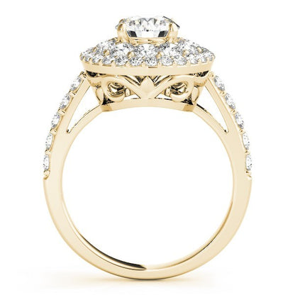 Lab Grown Round Cut Diamond Halo Engagement Ring 