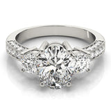 Platinum 2.00CT DE/VS Lab Grown Oval Cut Diamond Trilogy Engagement Ring