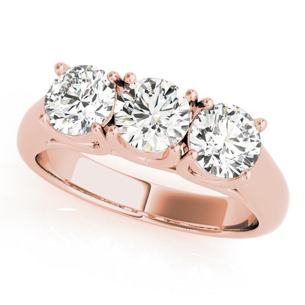 2.00Ct Claw Set Lab Grown Round Diamond 3 Stone Engagement Ring Platinum