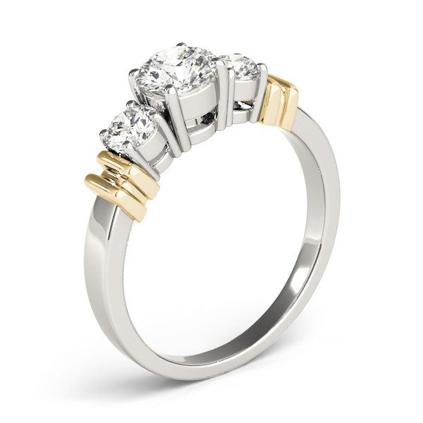 2.00Ct Lab Grown Round Diamond 3 Stone Engagement Ring Platinum - Two Tone