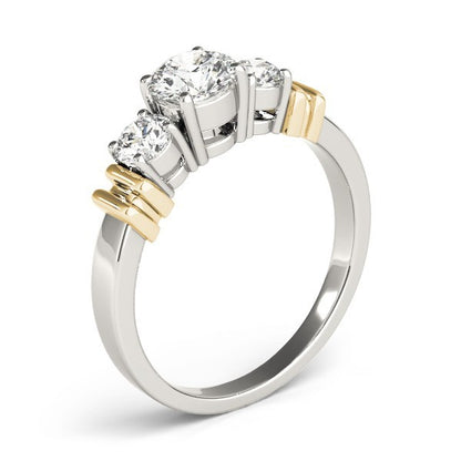 2.00Ct Lab Grown Round Diamond 3 Stone Engagement Ring Platinum - Two Tone