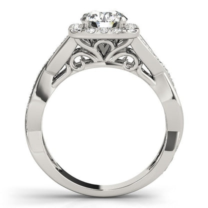 Lab Grown Round Diamond Halo Engagement Ring