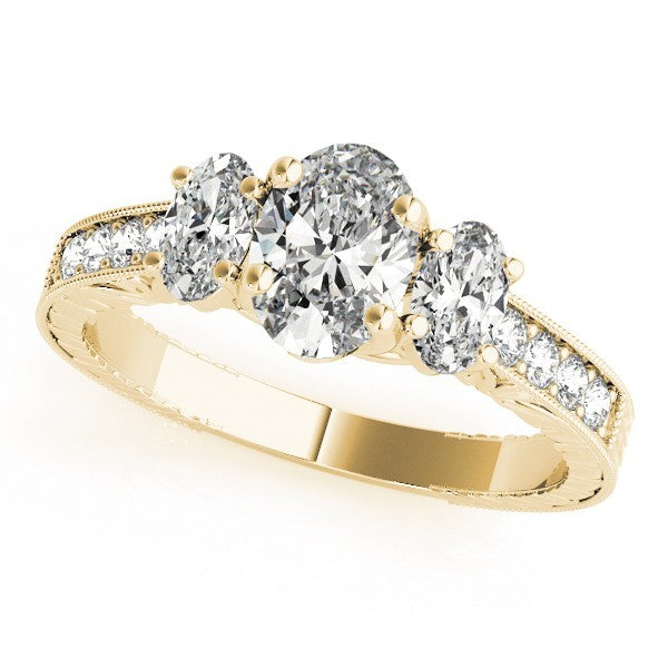 Lab Grown Oval Cut Diamond Trilogy Engagement Ring Platinum In 2.00ct DE/VS