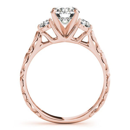 Lab Grown Round Diamond Designer 3 Stone Engagement Ring Platinum