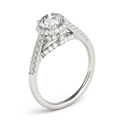 Lab Grown Round Diamond Halo Engagement Ring 18K Yellow Gold