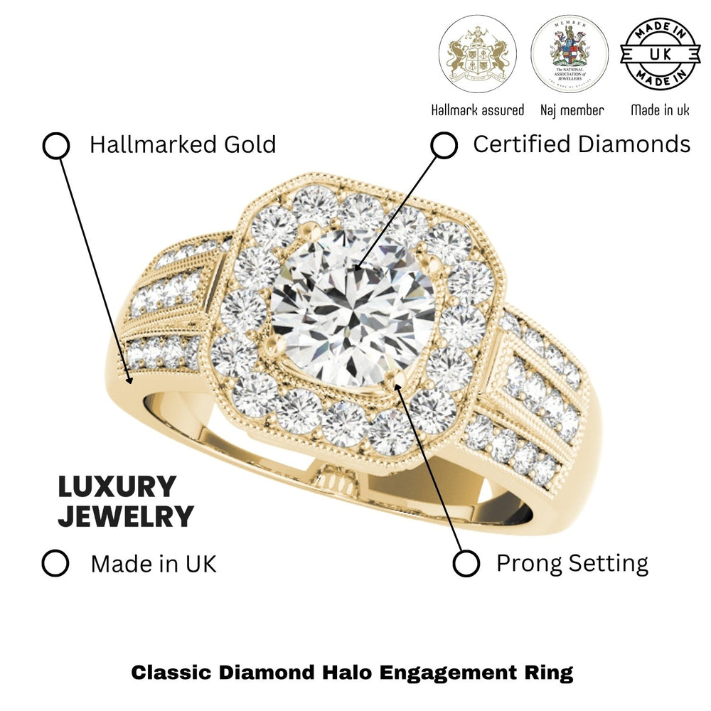 Lab Grown Round Diamond Halo Engagement Ring