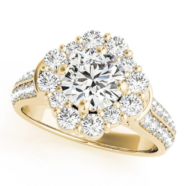 Lab Grown Round Cut Diamond Halo Engagement Ring