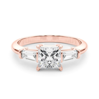 Lab-Grown Square Cut Diamond 3 Stone Engagement Ring