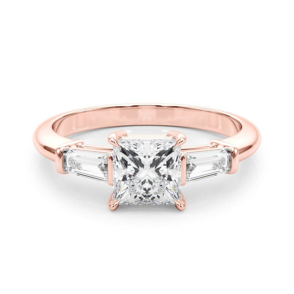 Lab-Grown Square Cut Diamond 3 Stone Engagement Ring