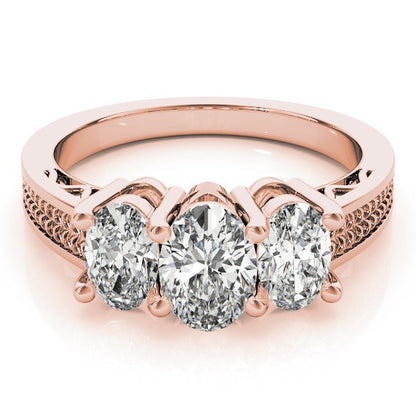 Lab-Grown Oval Diamond 3 Stone Engagement Ring In 18K White Gold