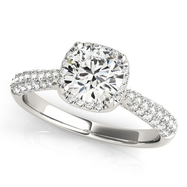 Lab Grown Round Diamond Halo Engagement Ring 