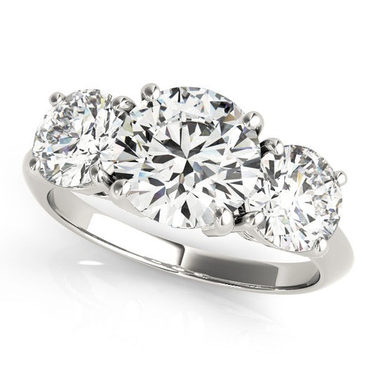 Lab Grown Round Diamond 3 Stone Engagement Ring Platinum DE/VS 2.00ct