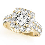 Lab Grown Round Cut Diamond Halo Engagement Ring