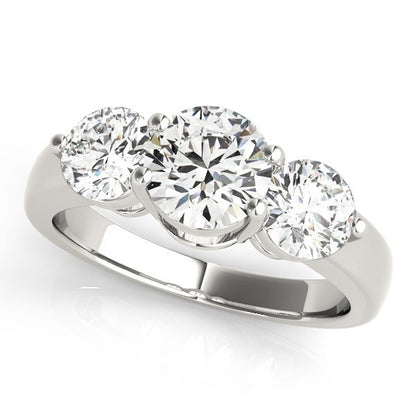Lab Grown Round Diamond Trilogy Engagement Ring Platinum