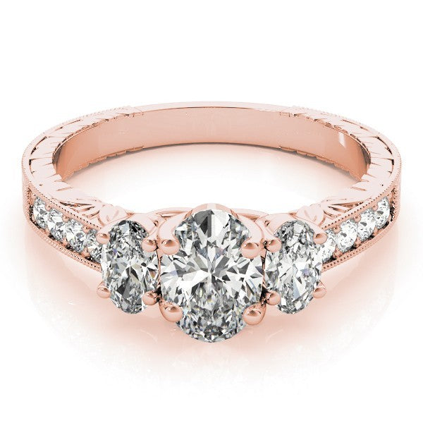 Lab Grown Oval Cut Diamond Trilogy Engagement Ring Platinum In 2.00ct DE/VS