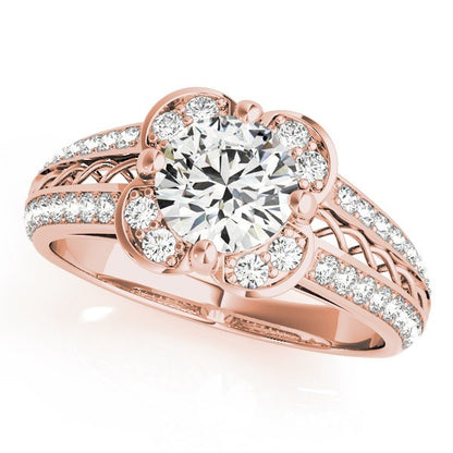 Lab Grown Round Cut Diamond Halo Engagement Ring