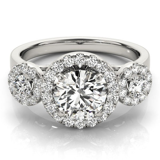 Lab Grown Round Cut Diamond Halo Engagement Ring 
