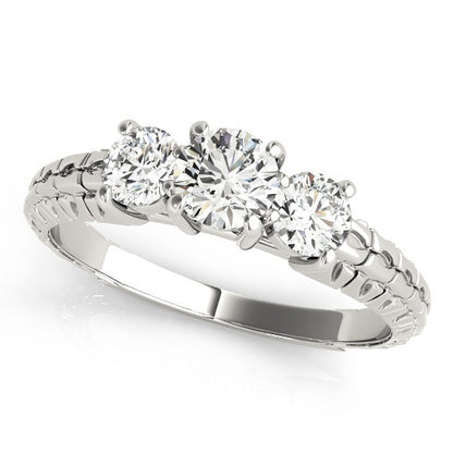 2.00Ct Lab Grown Round Diamond Art Deco 3 Stone Engagement Ring Platinum