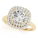 2.00Ct Lab Grown Round Diamond Halo Engagement Ring 18K Yellow Gold
