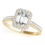 Lab Grown Emarald Diamond Halo Engagement Ring