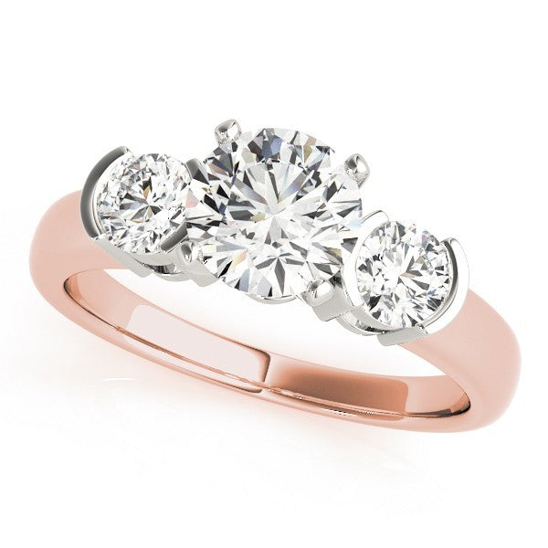 Platinum 3 Stone Engagement Ring Lab Grown Round Diamond Prong Set