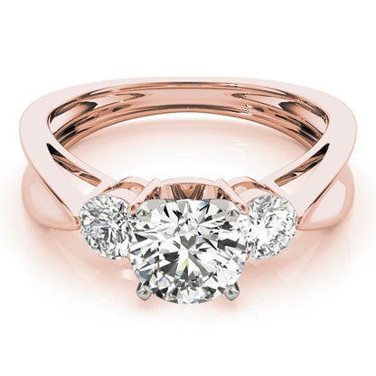Lab Grown Round Cut Diamond Designer Trilogy Engagement Ring Platinum