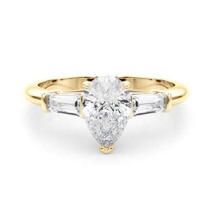 Lab-Grown Pear Cut Diamond 3 Stone Engagement Ring