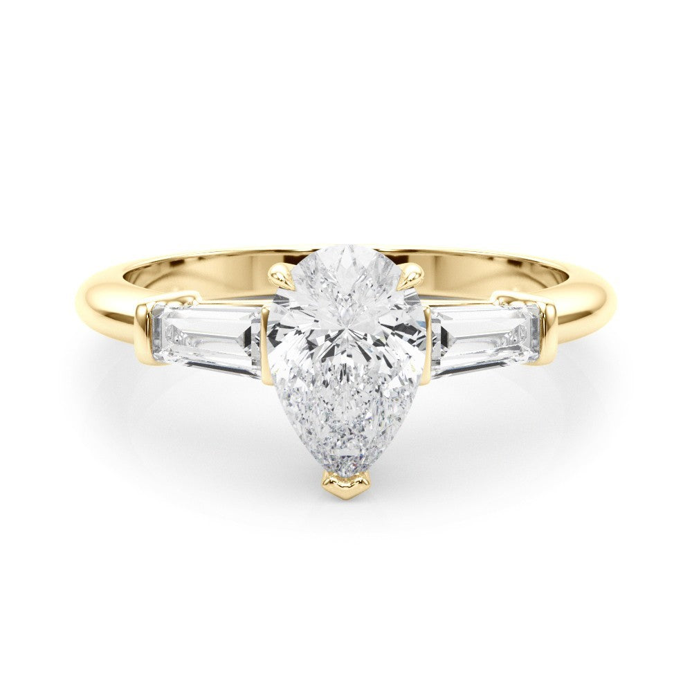 Lab-Grown Pear Cut Diamond 3 Stone Engagement Ring