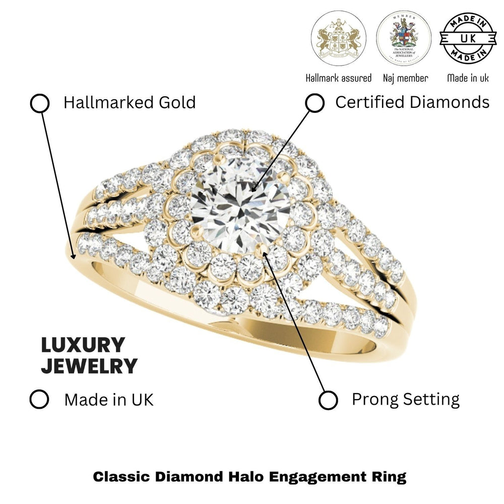 Lab Grown Round Diamond Halo Engagement Ring