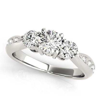 0.50Ct To 2.00Ct DE/VS Lab Grown Round Diamond 3 Stone Engagement Ring Platinum