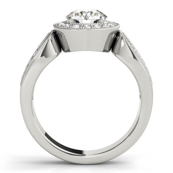 Lab Grown Round Diamond Halo Engagement Ring 