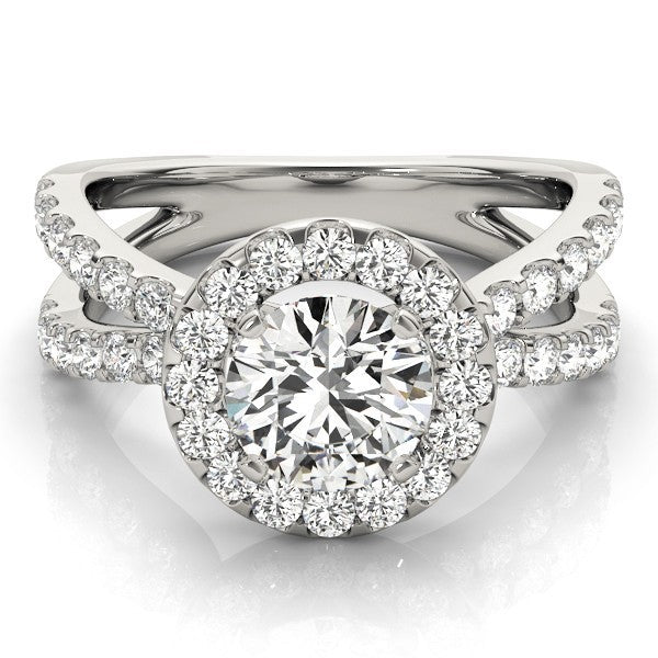 2.00 Carat DE/VS Lab Grown Round Cut Diamond Halo Engagement Ring 18K White Gold