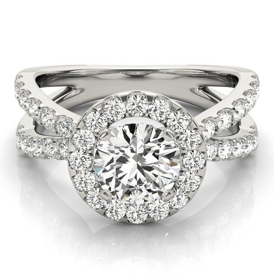 2.00 Carat DE/VS Lab Grown Round Cut Diamond Halo Engagement Ring 18K White Gold