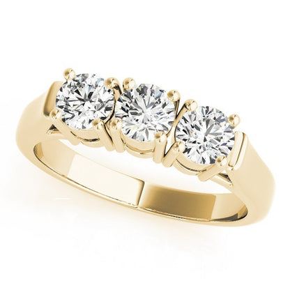 Lab Grown Round Diamond Trilogy Engagement Ring Platinum
