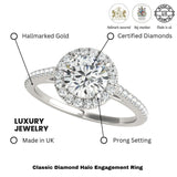 Lab Grown Round Diamond Halo Engagement Ring