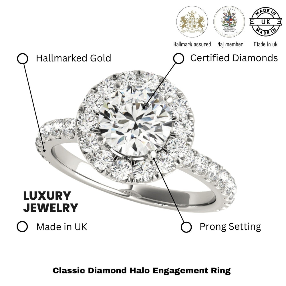 Lab Grown Round Diamond Halo Engagement Ring