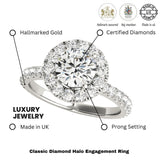 Lab Grown Round Diamond Halo Engagement Ring