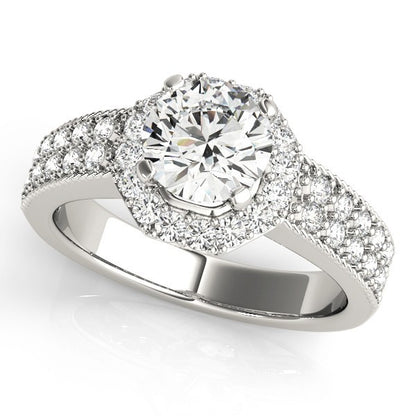 2.00Ct DE/VS Lab Grown Round Cut Diamond Halo Engagement Ring Platinum