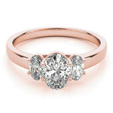 Lab Grown Oval Cut Diamond Trilogy Engagement Ring Platinum