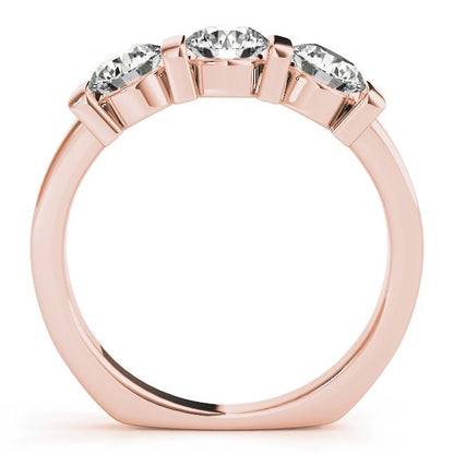 2.00Ct Lab Grown Round Diamond Bar Set 3 Stone Engagement Ring Platinum