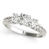 2.00Ct Lab Grown Round Diamond Art Deco 3 Stone Engagement Ring Platinum