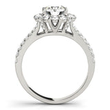 Lab Grown Round Diamond Halo Engagement Ring 18K White Gold