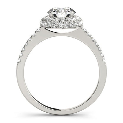 Lab Grown Round Cut Diamond Halo Engagement Ring Platinum